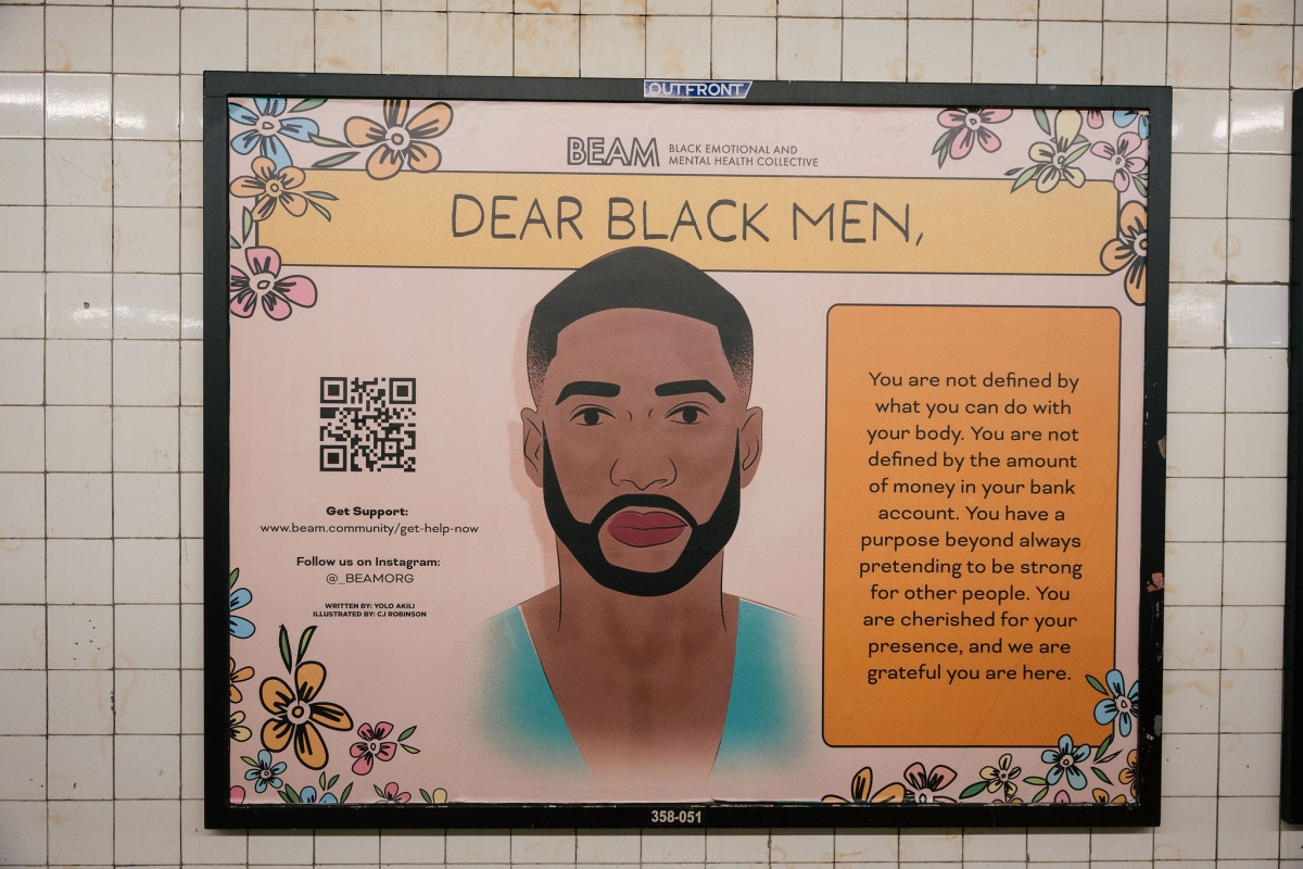 BEAM Dear Black Men A sign in a New York subway station reading Dear Black Men
