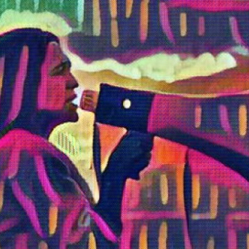 An illustration of a woman shouting into a megaphone